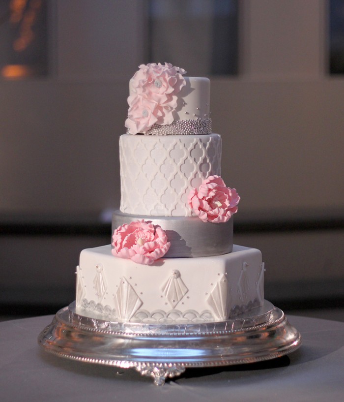 Pink wedding cakes with bling