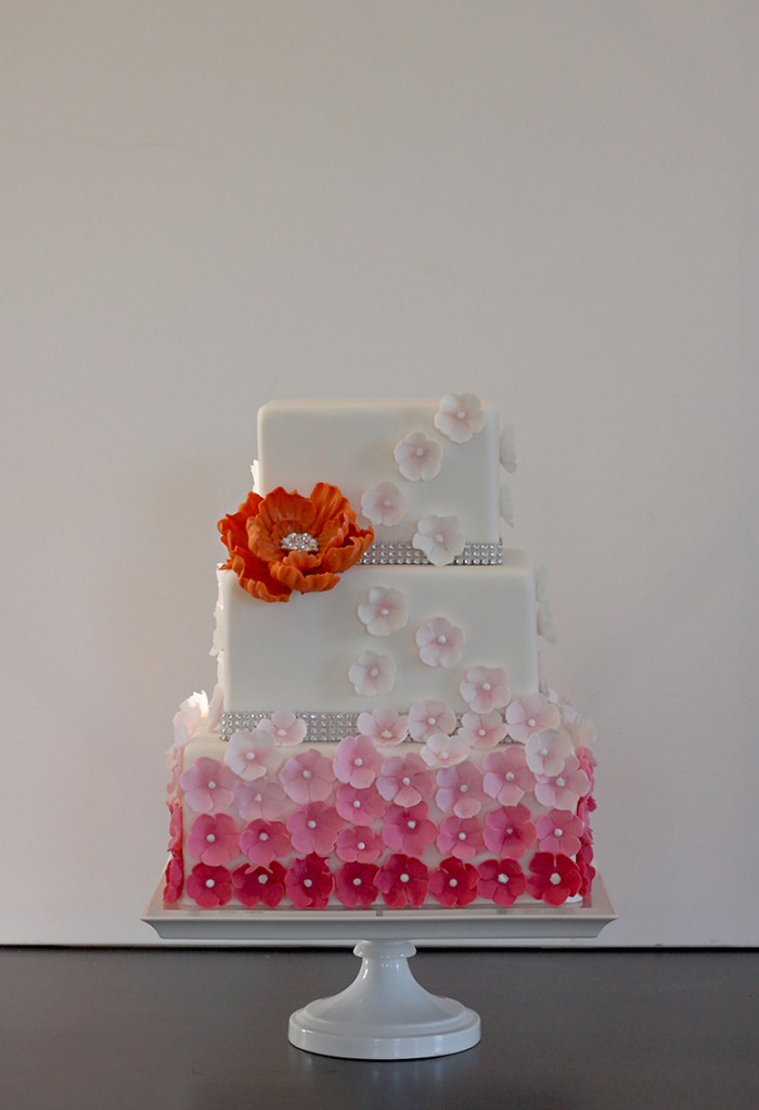 The Couture Cakery -Pink Ombre Wedding cake