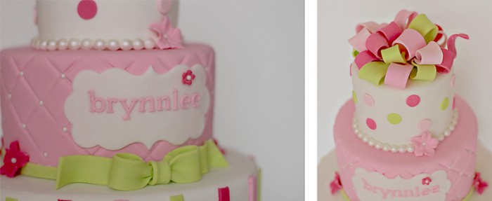 The Couture Cakery - Pink & green baby shower cake
