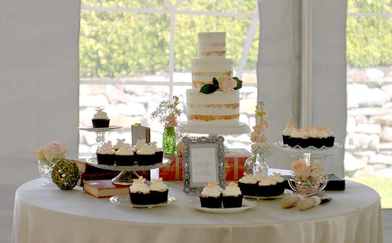 Wedding cake greenery tower photo